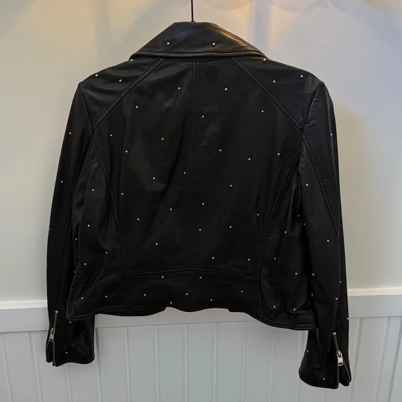 Lamarque Black 100% Leather Piper Studded Biker Jacket Size Medium EUC - Picture 6 of 7